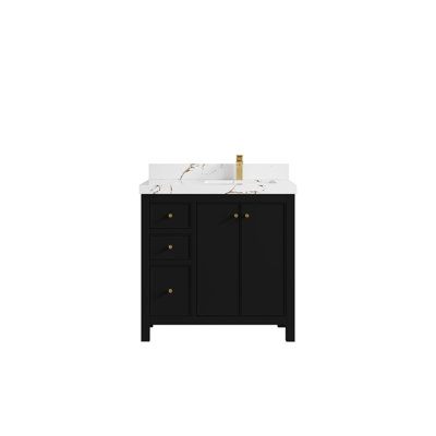 Meuble-lavabo simple 36 po avec comptoir en quartz Krut
