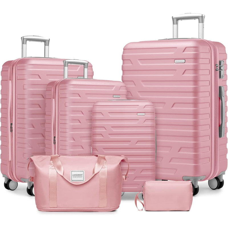 Ensemble de 6 valises avec sacs de voyage, valises rigides extensibles avec roulettes à verrou TSA