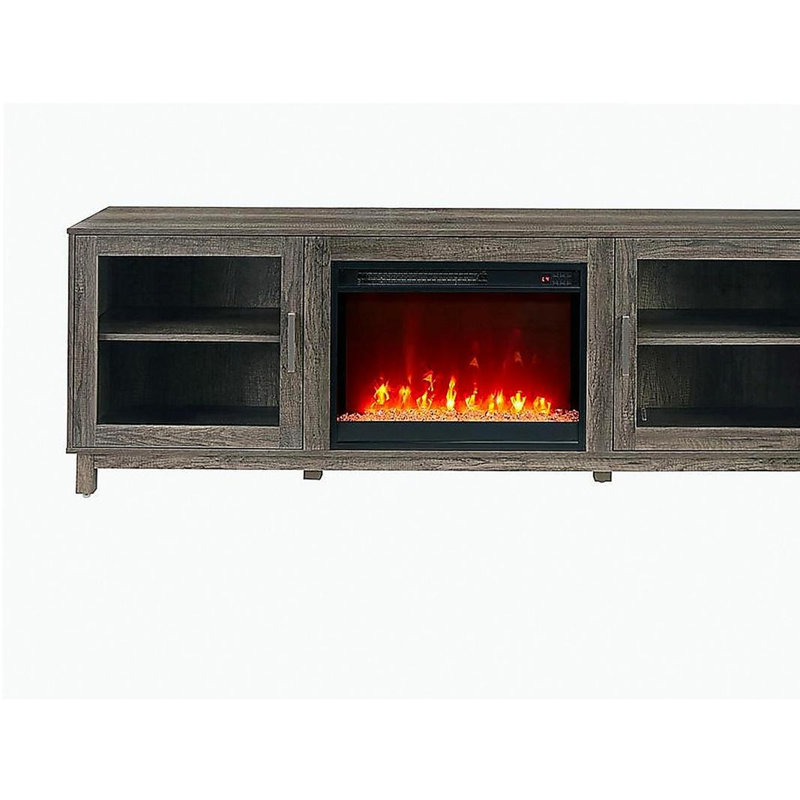 Console de meuble télé avec foyer et chauffage 70 po, Gris