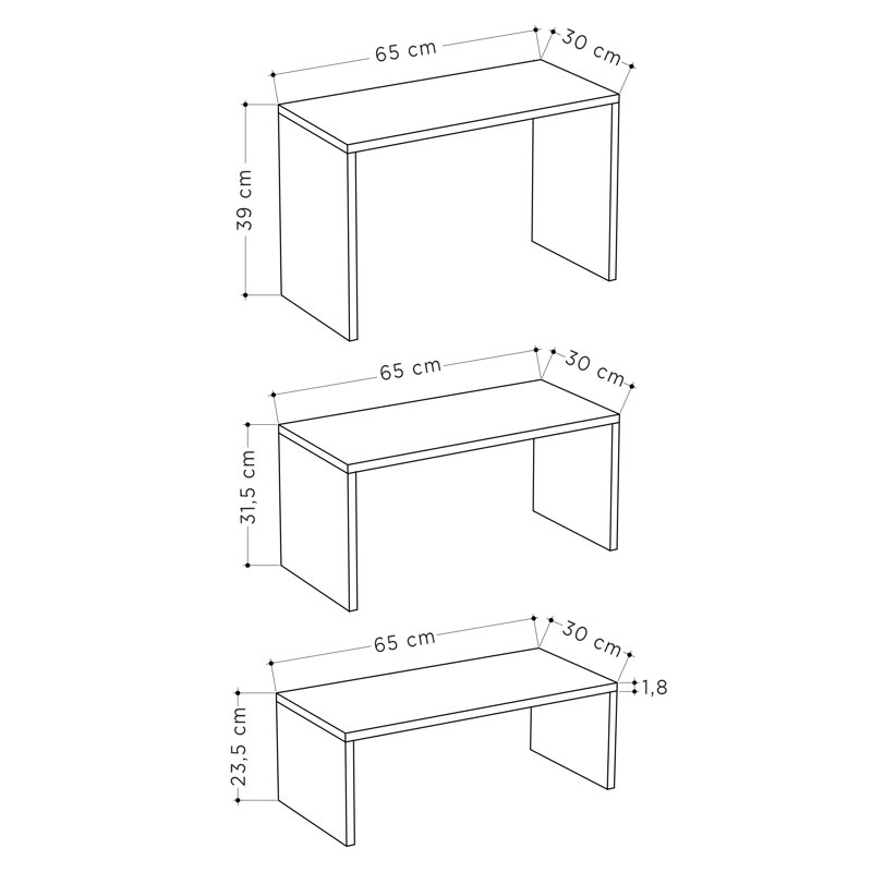 Paris 3 Piece Nest of Coffee Tables Set, Oak/White