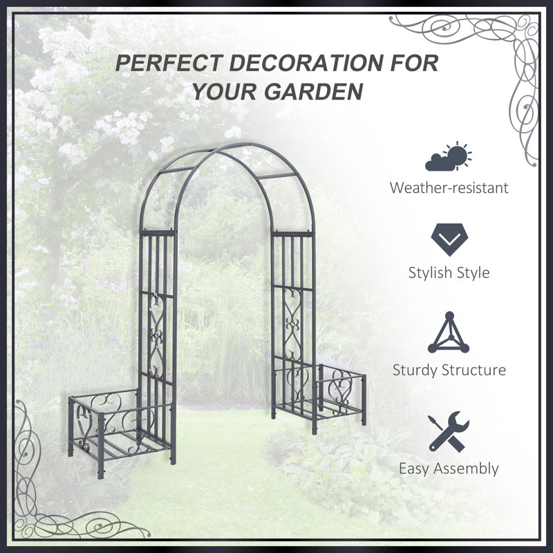 82.7'' W x 19.7'' D Metal Arbor in Gray
