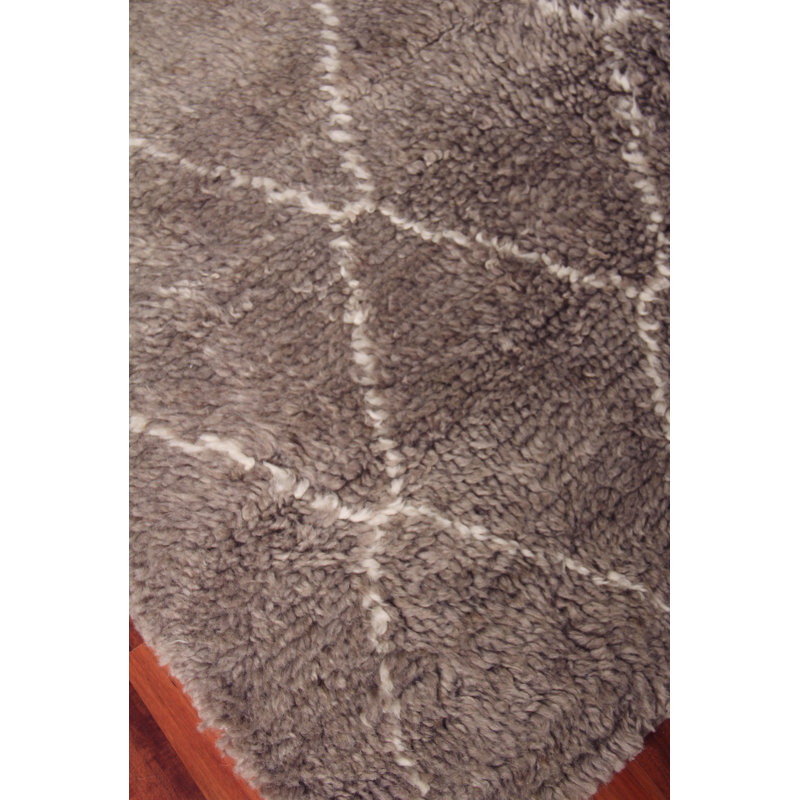 Moroccan Wool Geometric Area Rug in Brown, Rectangle 8' x 10'
