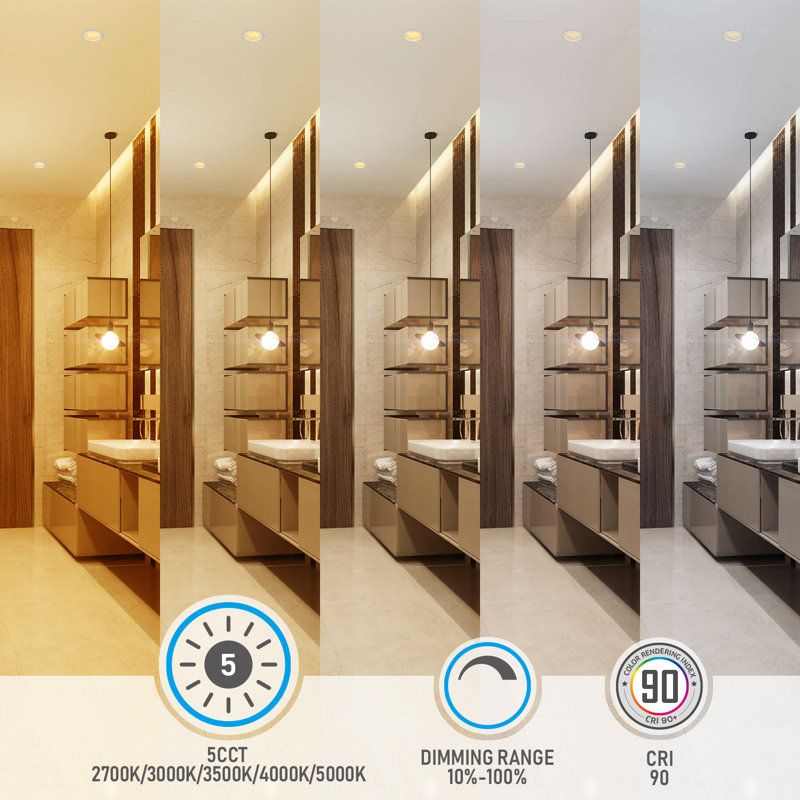 4'' Selectable Color Temperature Dimmable Air-Tight IC Rated Standard Recessed Lighting Kit