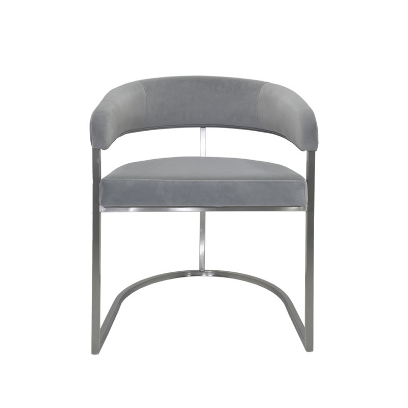 Chaise de salle à manger avec siège en velours, Gris, Chrome