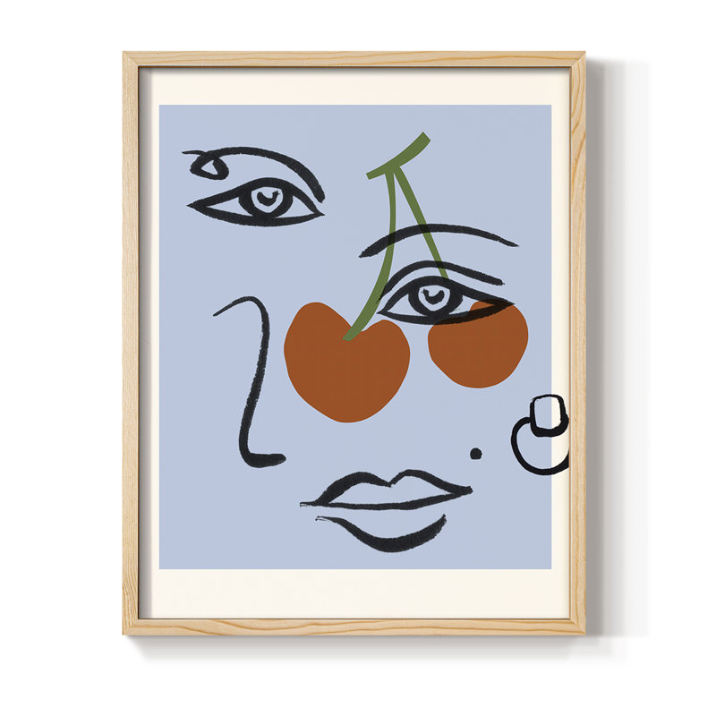 «Cherry Baby II», reproduction encadrée - bois massif, Naturel, H 11 po x l 9 po