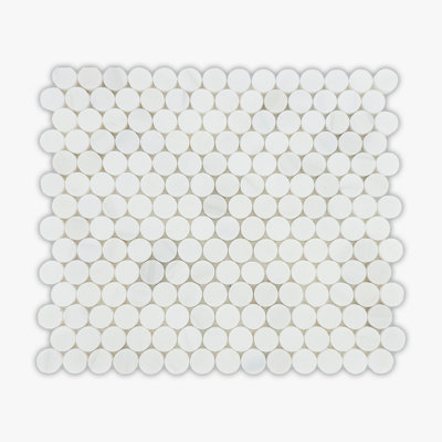 Bianco Dolomiti 12"" x 14"" Marble Penny round Mosaic Wall & Floor Tile -  Direct Stone Source, MAR10062-MPN