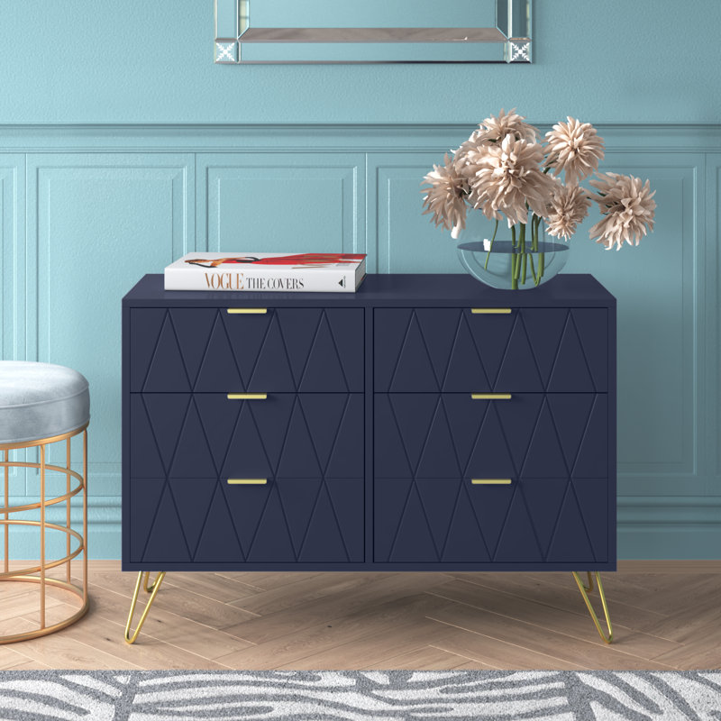 Marable 39.4'' W 6 - Drawer Dresser, Navy Blue