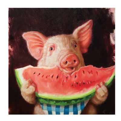 Pig Out by Lucia Heffernan - Wrapped Canvas Print