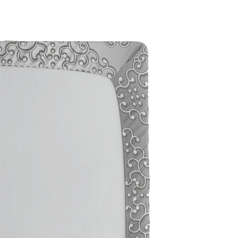 Drap-housse orange Ambesonne, Gris / damas blanc, Drap-housse pour lit simple TG
