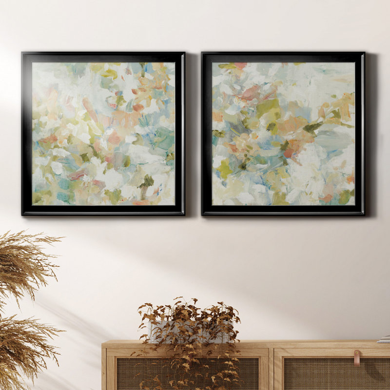 Floral Blush - ensemble de 2 reproductions d'art sur toiles, Impression encadrée sans passe-partout, H 26,5 po x l 53 po
