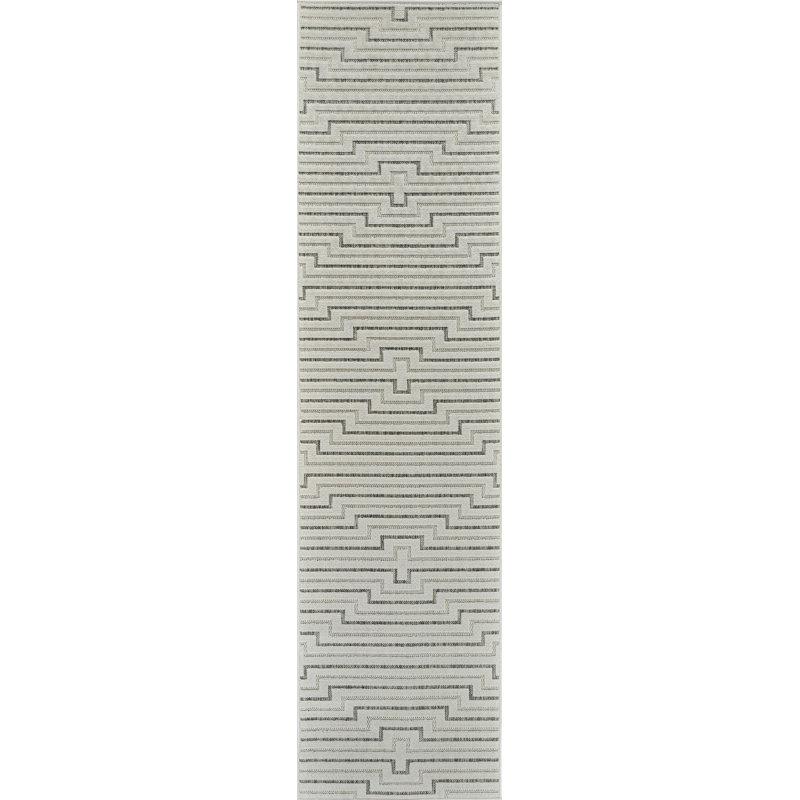 Tapis de couloir intérieur géométrique crème / beige 2 pi x 8 pi (2 pi 3 po x 8 pi) Ansel de Tapis Branch, Runner 2' x 8'