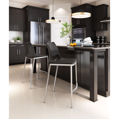 Upholstered Counter Stool with Metal Frame