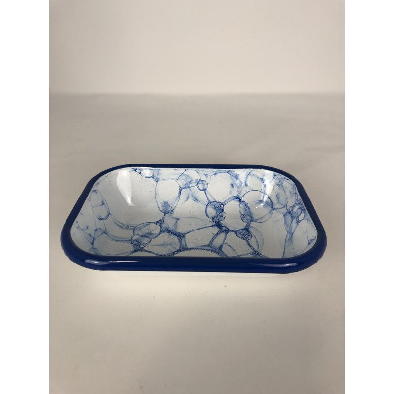 Ivy Bronx Brogel Platter, White/Blue, 4cm H x 16cm W x 11cm D
