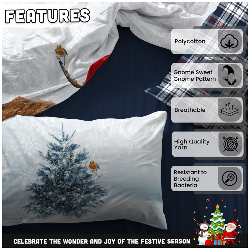 Polycotton Duvet Cover with Pillowcases, 230 x 220 cm Duvet Cover + 2 Standard Pillowcases