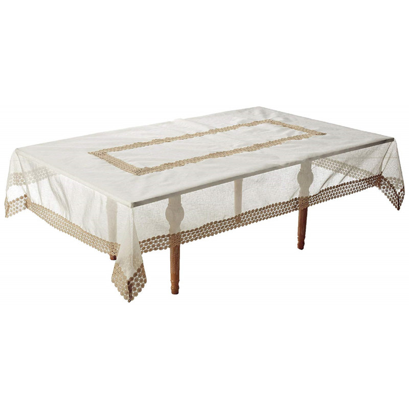 Westman Emroidered Tablecloth, 90" L x 70" W, Ivory