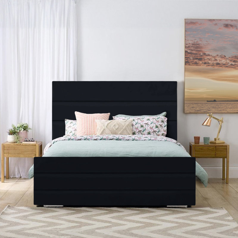 Aceyn Upholstered Bed, Black, Double (4'6)