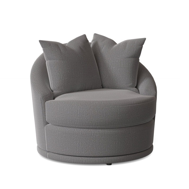 Alanna Upholstered Swivel Barrel Chair, Charcoal Grey Performance