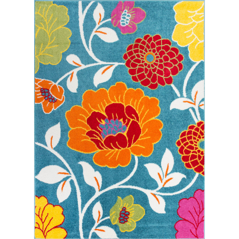 Tapis bleu Bezno Starbright Daisy, Rectangle 3 pi 3 po x 5 pi