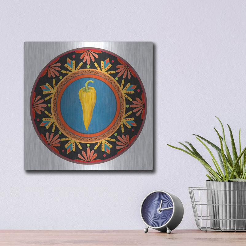 Winston Porter «Talavera Tex-mex 3» par Art Licensing Studio, art mural en métal, H 12 po x l 12 po