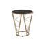 Table d'appoint ronde minimaliste et moderne, plateau en faux marbre noir et piètement conique en métal doré champagne