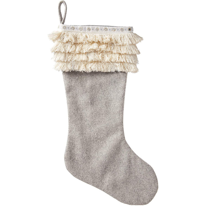 Handmade Wool Christmas Stocking, Gray