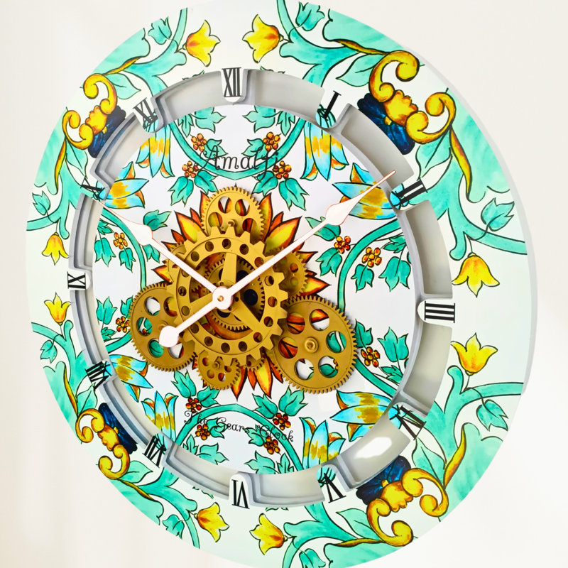 Amalfi 24" Multicolor Oversized Wall Clock with Real Moving Gears