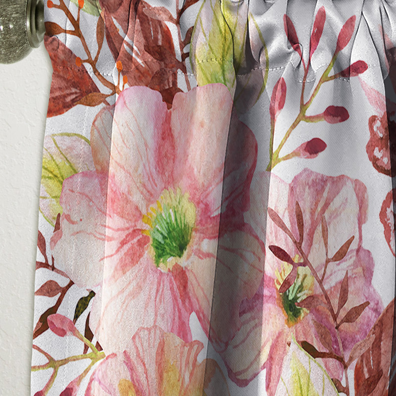 Rideau simple occultant rose et mauve à motif cachemire bohémien et éclectique, L 52 po x L 95 po