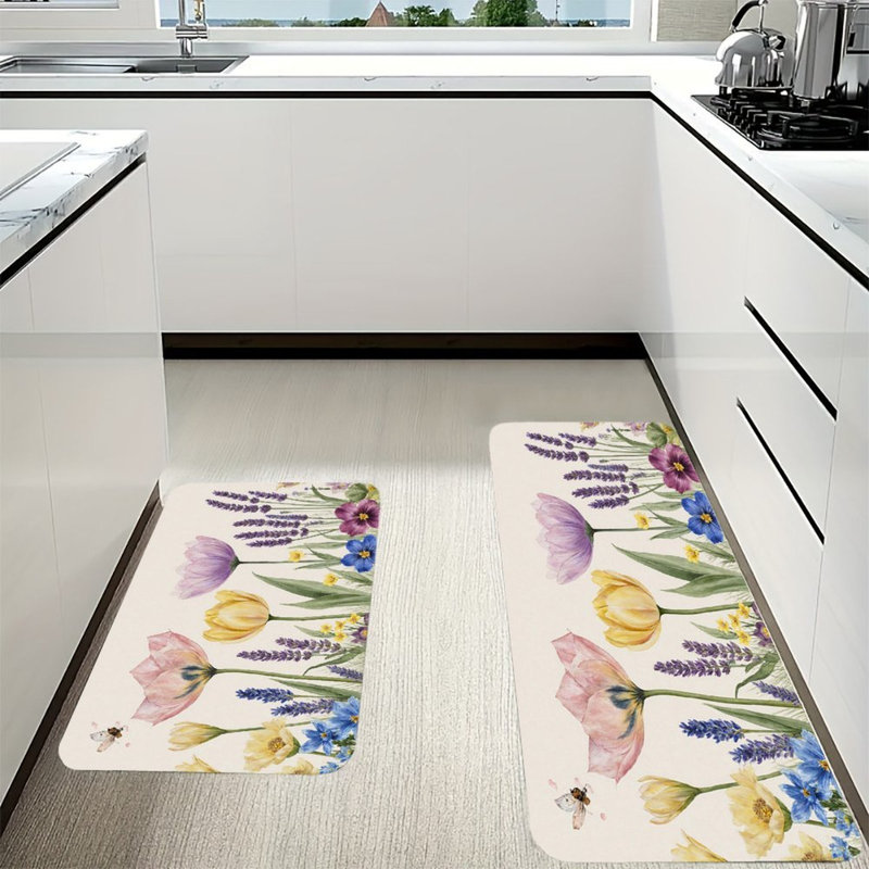Aquarelle, tapis de cuisine antidérapants 2 pièces
