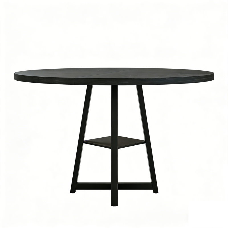 Table de salle à manger ronde de 47 po pour 4 à 6 personnes, table industrielle moderne avec chaises, Noir