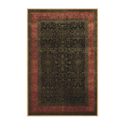 Tapis brun oriental en laine / polyester tissé à la machine 5 pi x 7 pi Oriental