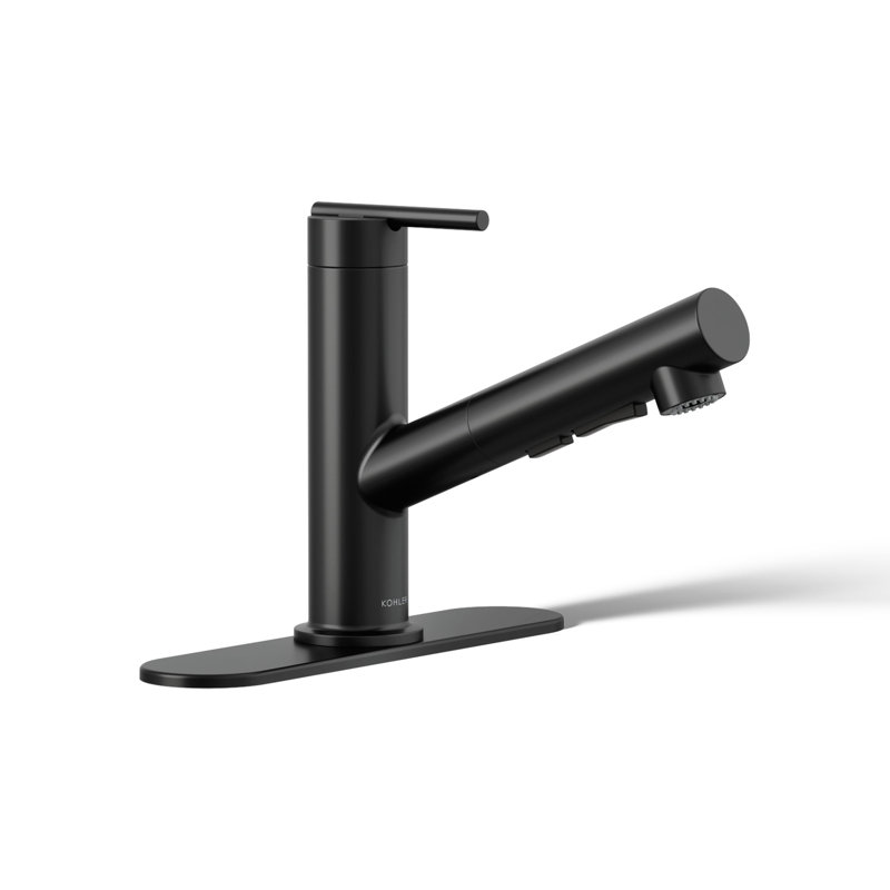 Crue Pull-Out Kitchen Sink Faucet, Pull-Out Laundry Faucet with Three-Function Sprayhead, Matte Black