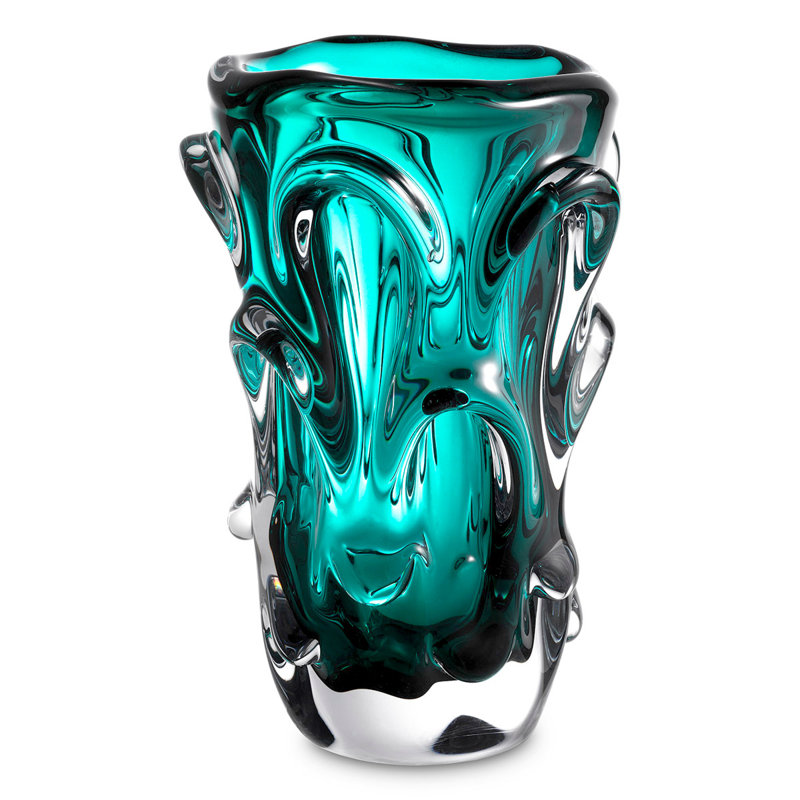Aila Handmade Glass Table Vase, 12.1254'' H x 7.87'' W x 7.87'' D, Clear