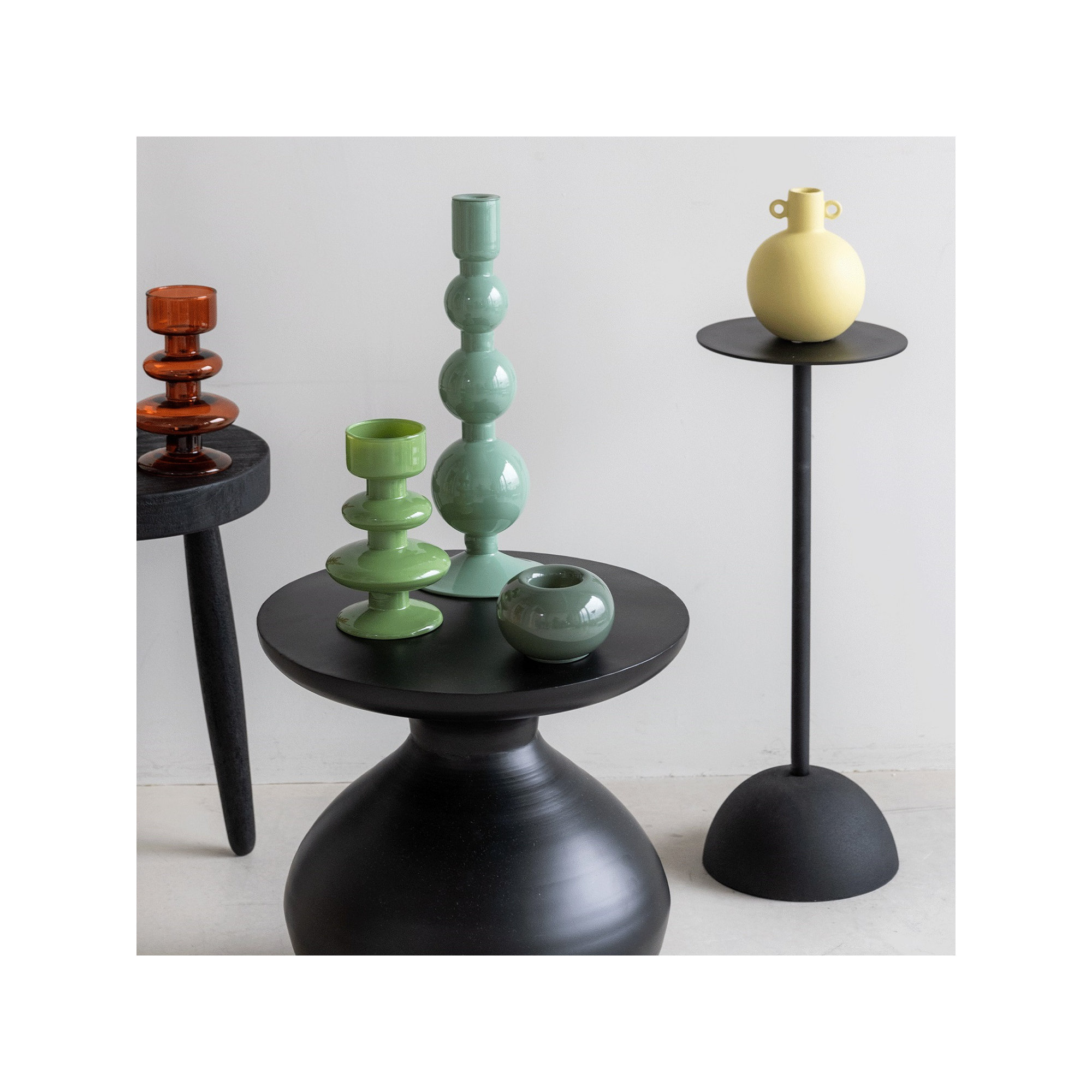 Geri Recycled Glass Candle Holder, 13.4" H x 5.51" W x 5.51" D, Teal