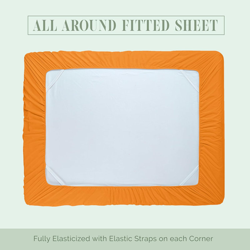 Ensemble de draps 4 pièces en microfibre de qualité hôtelière Elegant Comfort Luxury 1500, Orange