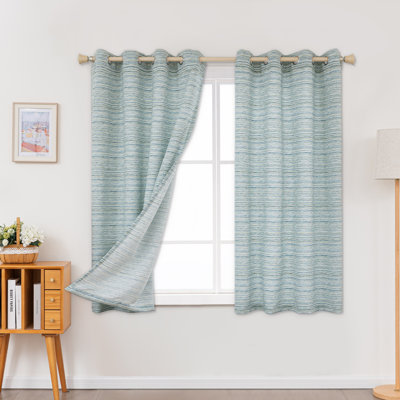 Ombre Gradient Striped Jacquard Light Filtering Curtain Pair