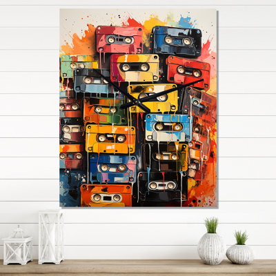 Popart Cassette Tapes VI - Divertissement très grandes horloges murales