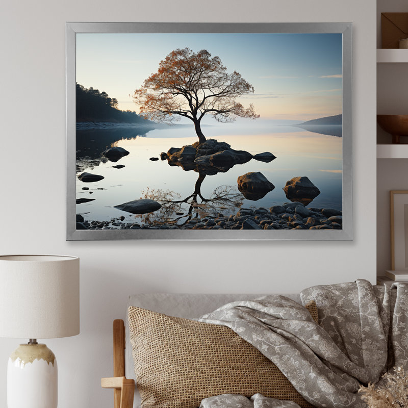 Lakeside Nature Serenity, Cadre simple argenté, H 34 po x l 44 po x P 1,5 po