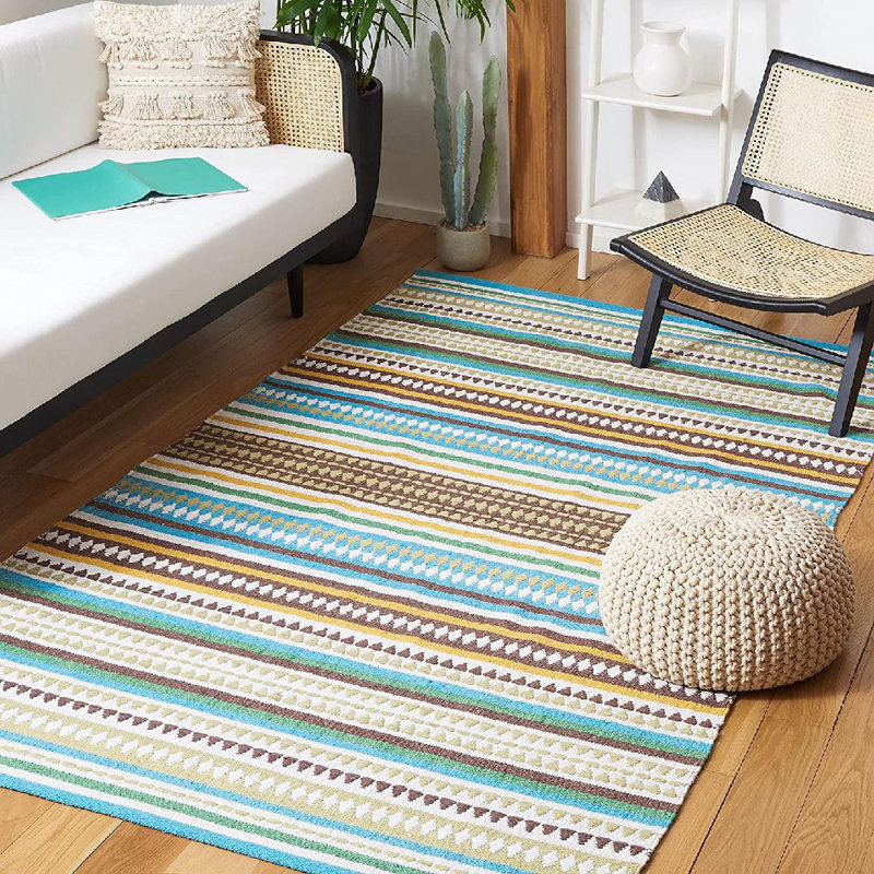 Montauk Hand Woven Cotton Striped Rug, Rectangle 3' x 5'