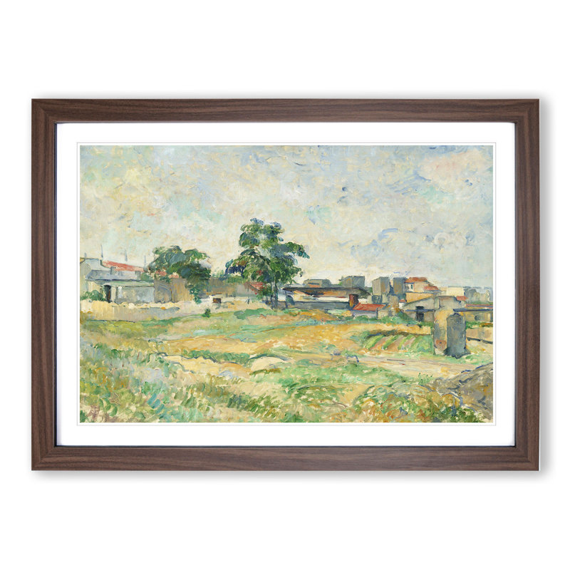 Landscape Near Paris by Paul Cezanne - Picture Frame Painting, Walnut Framed, 27cm H x 36cm W x 2cm D