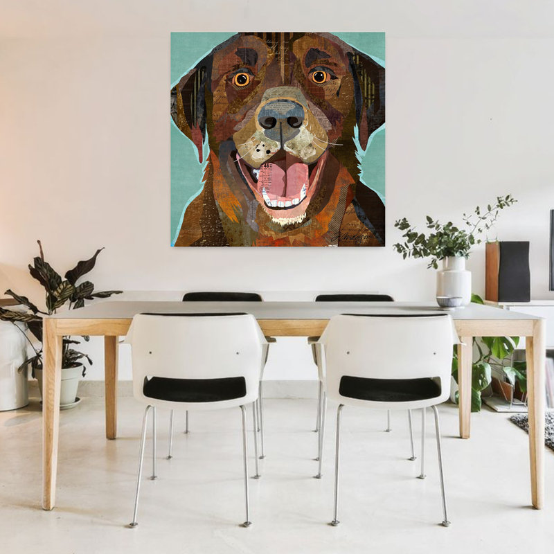 Chocolate Lab Contemporary Dog Art, 36" H x 36" W