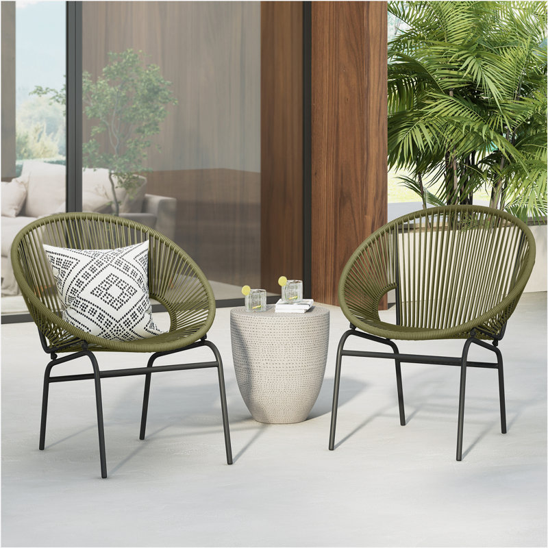 Chaise d'extérieur en osier, ensemble de 2, Vert