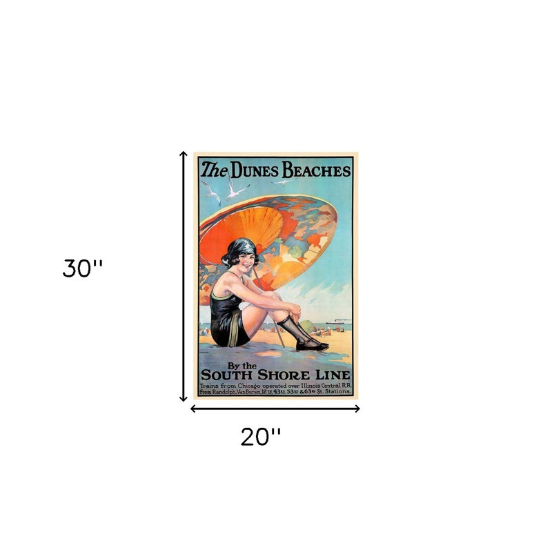 «Dunes Beaches», art mural rétro sans cadre, H 30 po x l 20 po x P 0,1 po