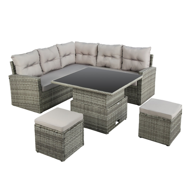 St.Tropez - Garden Corner Sofa In Rattan, Grey, Dark Grey