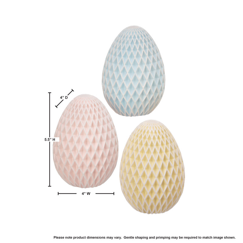 Honeycomb Easter Egg 5.5" 3 Assorted, 7.75" H x 6" W x 8" D