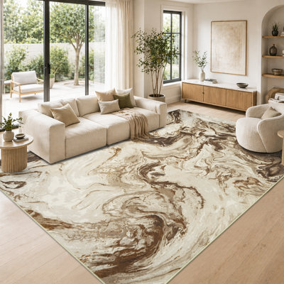 Carpettes 8 x 10 pour salon Grand motif de marbre lavable sous la table Tapis à poils courts pour le salon sous le lit