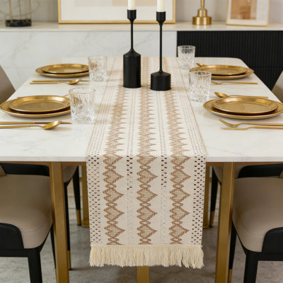 Boho Table Runner Macrame Table Runner With Tassels Woven Table Runner For Bohemian Home Dining Bedroom Table Decoration
