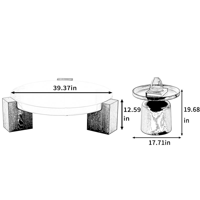 Table basse Minimalist, H 12,59 po x L 39,37 po x l 39,37 po