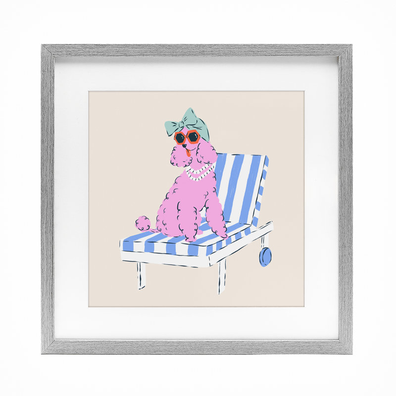 Fauteuil tendance Caniche, impression sous verre encadrée, design par Krissy Mast, H 16 po x l 16 po, Cadre de ferme gris