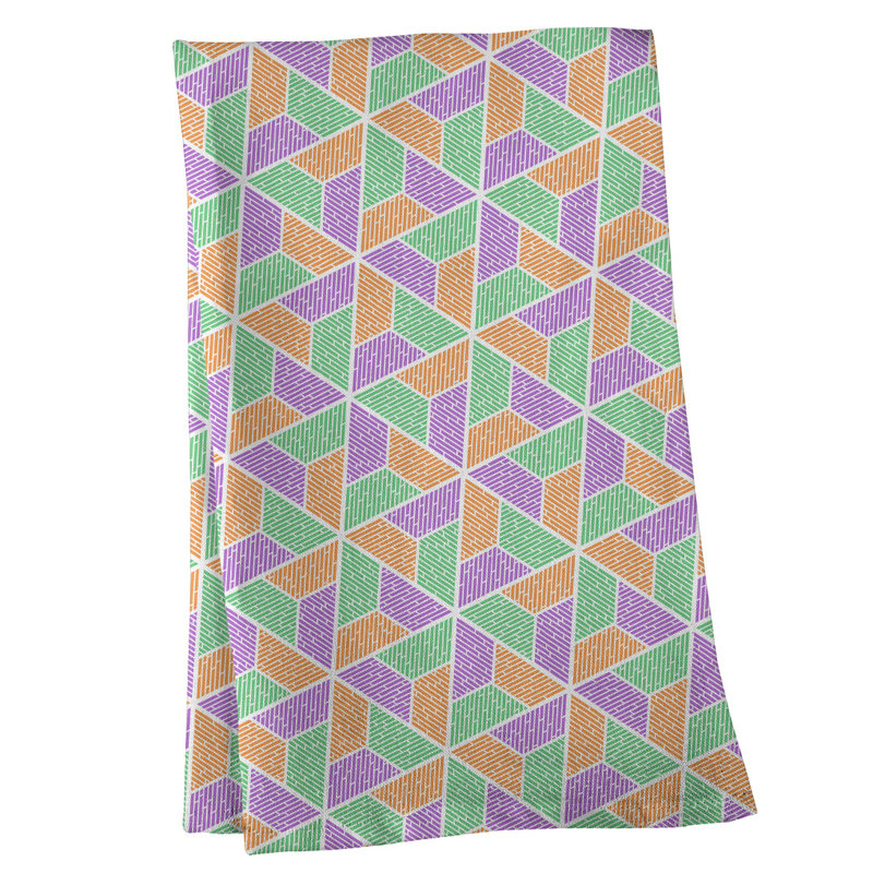 Serviette à thé trapézoïdals Mcguigan, Polyester sergé, Vert / Mauve