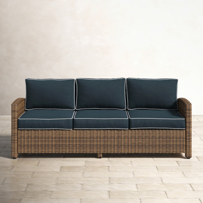 Lawson 80.5"" Wide Outdoor Wicker Patio Sofa with Cushions -  Birch Lane™, 45169FBB3698442B844695AFE0B19277